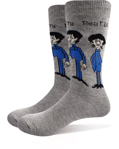 Beatles Cartoon Group Standing Socks - Grey