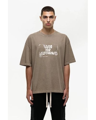 Good For Nothing Oversized Cotton Printed Short Sleeve T-shirt - Natural