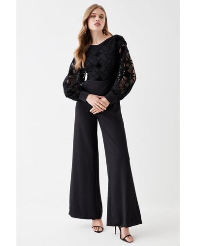 Coast Premium Crepe Lace Jumpsuit - Black