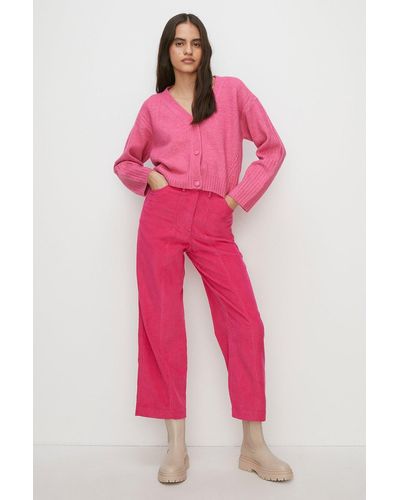 Oasis Chunky Cord Straight Leg Cord Trouser - Pink