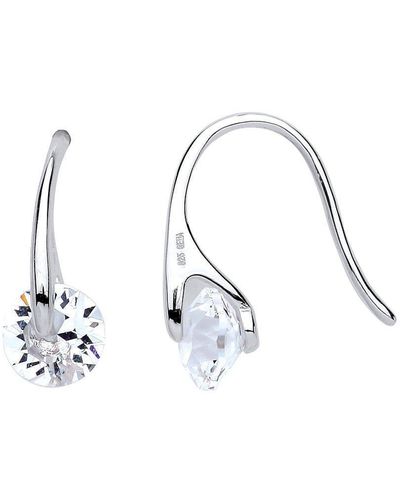 Jewelco London Silver Cz Shooting Star Comet Drop Earrings - Gve649 - White