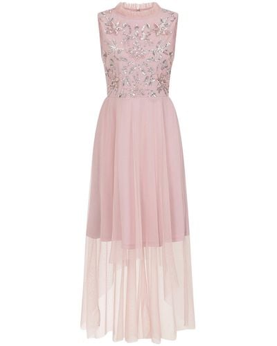 Amelia Rose Embellished High Low Dress - Pink