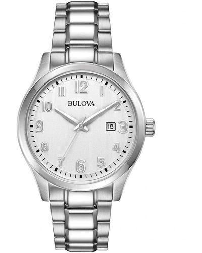 Bulova Dress Stainless Steel Classic Analogue Quartz Watch - 96b300 - White