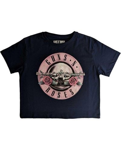 Guns N Roses Classic Logo Crop Top - Blue