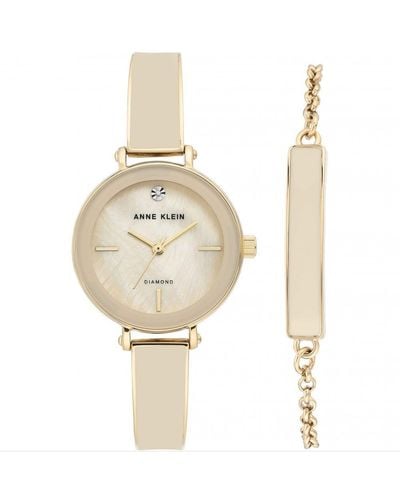 Anne Klein Gold Plated Stainless Steel Fashion Analogue Watch - Ak/3620crst - White