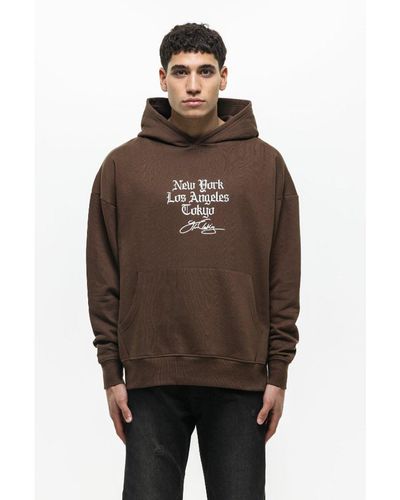 Good For Nothing Cotton Blend City Graphic Print Hoodie - Brown