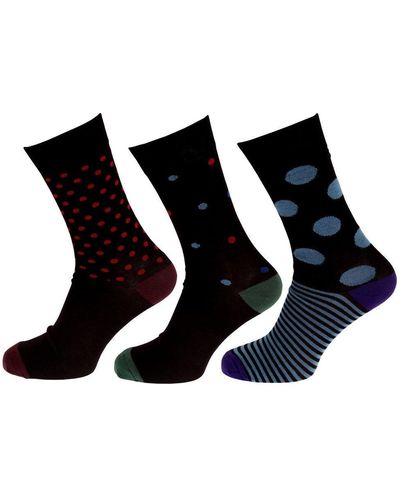 Universal Textiles Premium Patterned Bamboo Socks (3 Pairs) - Black