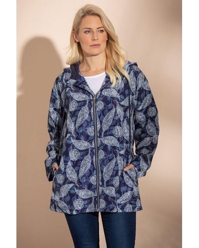 Klass Leaf Printed Lightweight Hooded Jacket - Blue