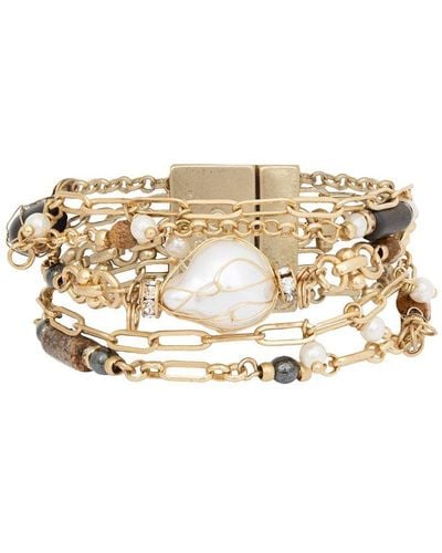 Bibi Bijoux Gold Wrapped Bead & Charm Layered Bracelet - Metallic