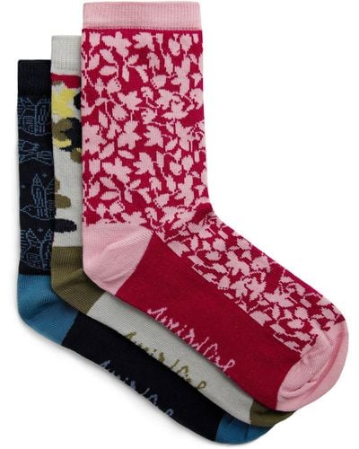 Weird Fish Parade Eco Patterned Socks 3 Pack - Red