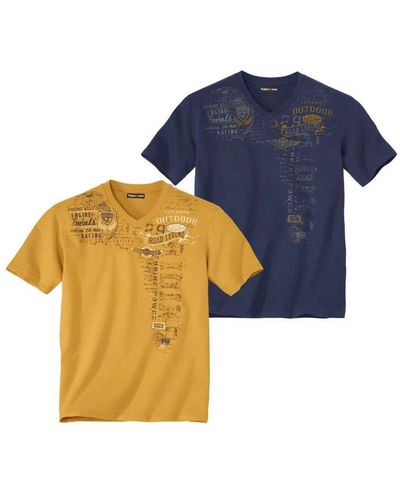 Atlas For Men V Neck T-shirt Pack Of 2 - Blue