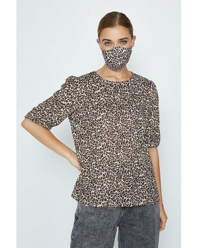 Coast Leopard Fashion Face Mask And Top Set - Grey