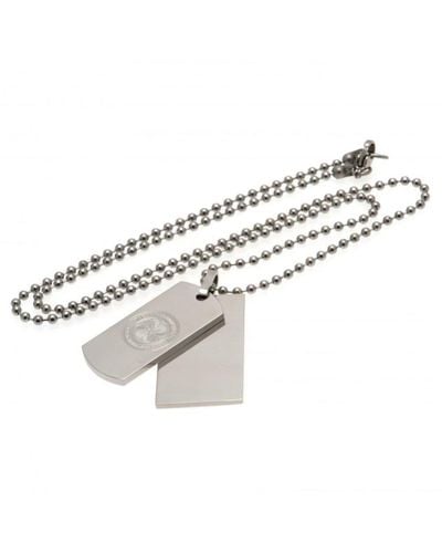 Celtic Fc Double Dog Tag And Chain - Metallic