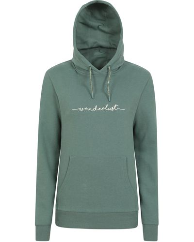 Mountain Warehouse Wanderlust Hoodie Embroidered Cotton Pullover - Green