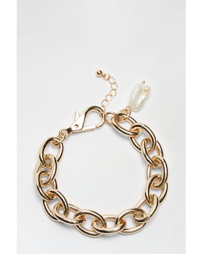 Wallis Chain Pearl Bracelet - Metallic