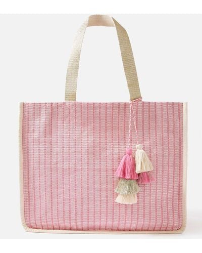 Accessorize 'esme' Woven Tote Bag - Pink