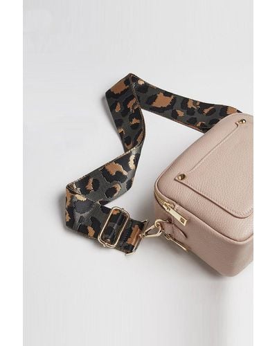 Betsy & Floss Crossbody Bag With Dark Leopard Print Strap - Pink