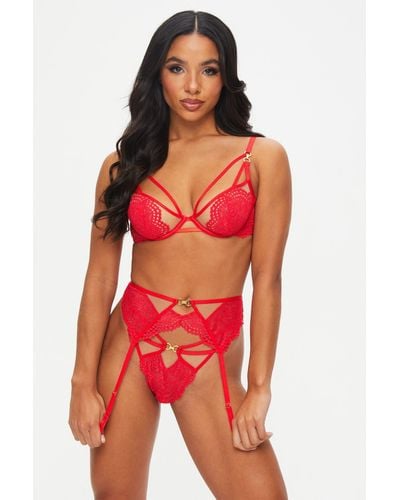 Ann Summers Lovers Lace Non Padded Plunge Bra - Red