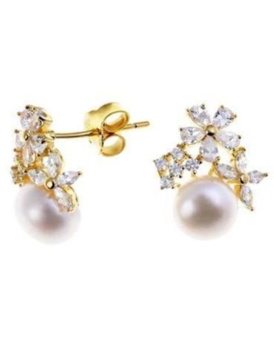 Arte Nova Jewellery Earrings Pearl Flower - Metallic