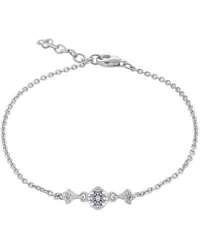 Simply Silver Sterling Silver 925 With Cubic Zirconia Tri Stone Bracelet - Metallic