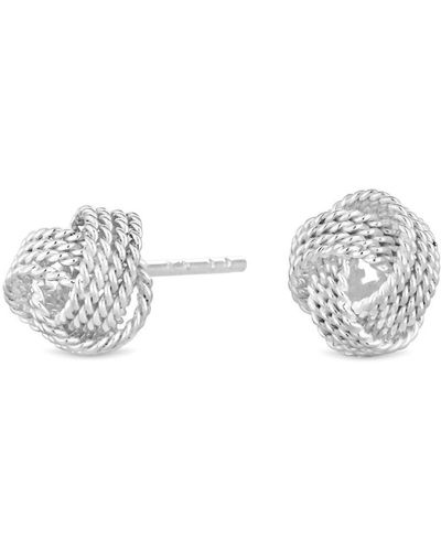 Simply Silver Sterling Silver 925 Mesh Knot 4mm Stud Earrings - Metallic