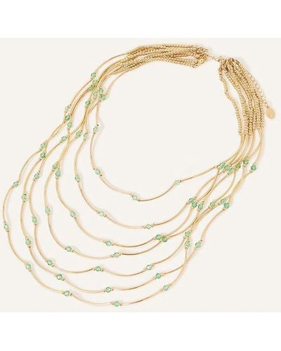 Accessorize Layered Facet Bead Necklace - Natural