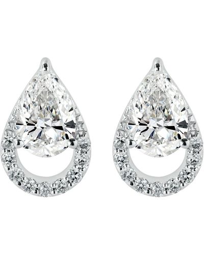 Created Brilliance Riva White Gold Lab Grown Diamond Stud Earrings - Metallic