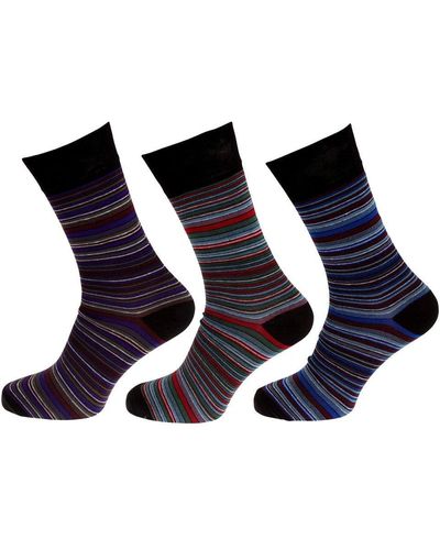 Universal Textiles Premium Patterned Bamboo Socks (3 Pairs) - Blue
