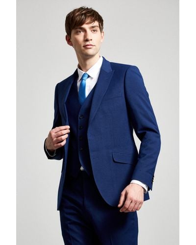 Burton Slim Fit Blue Texture Suit Jacket