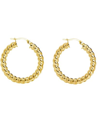 The Fine Collective Gold Rope Hoop Earrings - Metallic
