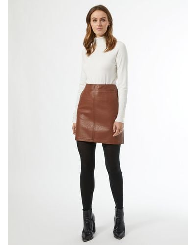 Dorothy Perkins Tan Faux Leather Pocket Mini Skirt - White