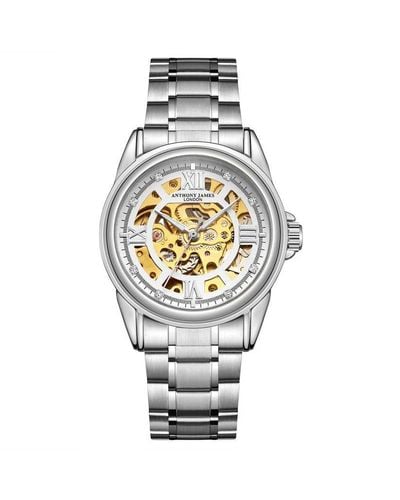 Anthony James Hand Assembled Limited Edition Skeleton Automatic Watch - Metallic