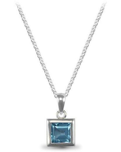 Jewelco London Rhodium Sterling Silver Blue Topaz On 18" Chain Solitaire Chain
