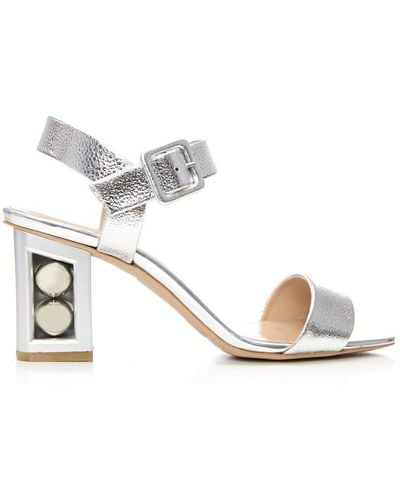 Moda In Pelle 'seapearl' Metallic Leather Court Shoes - White