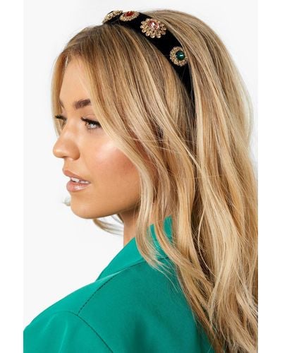 Boohoo Multi Coloured Embellished Headband - Green