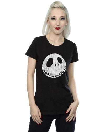 Disney Nightmare Before Christmas Jack Cracked Face Cotton T-shirt - Black