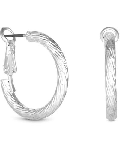 Lipsy Silver Diamond Cut Hoop Earrings - Metallic