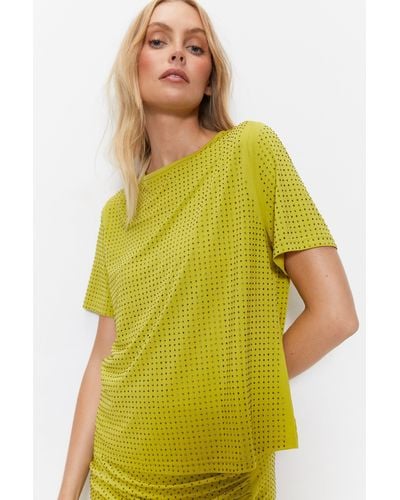 Warehouse All Over Hotfix Top - Yellow