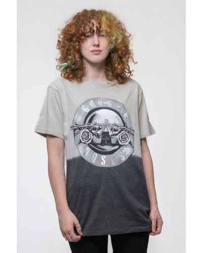 Guns N Roses Tonal Foil Print Dip Dye T Shirt - Grey