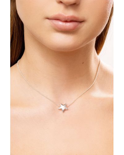 Caramel Jewellery London Silver Star Choker Necklace - Blue