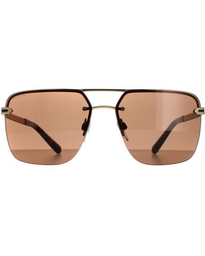 BVLGARI Rectangle Matte Pale Gold Brown Bv5054 Sunglasses