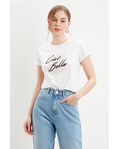 Dorothy Perkins Ciao Bella Graphic T-shirt - White
