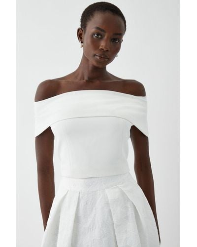 Coast Bardot Button Back Bridesmaid Outfitter Top - White