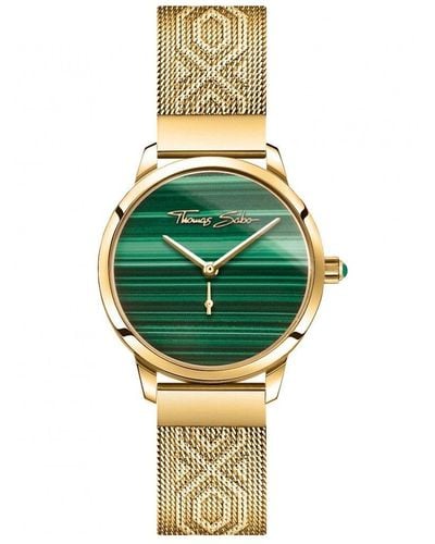 Thomas Sabo Malachite Stone Stainless Steel Fashion Watch - Wa0365-264-211-33mm - Green