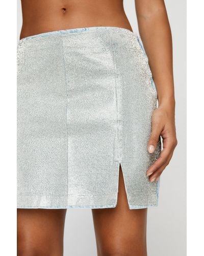 Nasty Gal Sequin Denim Mini Skirt - White