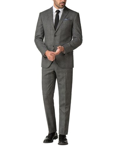 Jeff Banks Check Wool Blend Regular Fit Suit Jacket - Black