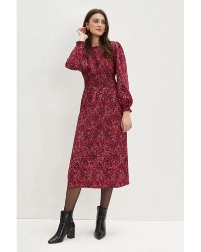 Dorothy Perkins Pink Ditsy Textured Shirred Midi Dress