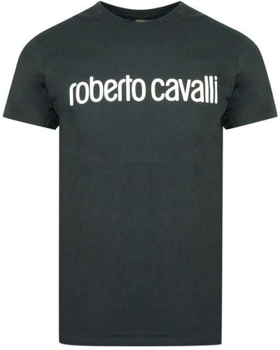 Roberto Cavalli Logo Print Black T-shirt