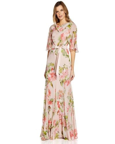 Adrianna Papell Floral Chiffon Gown - Multicolour