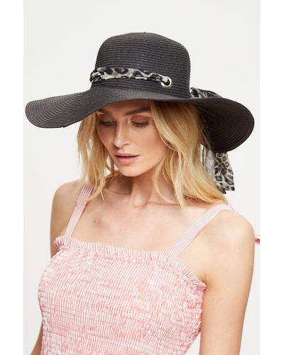 Dorothy Perkins Black Leopard Trim Floppy Sunhat